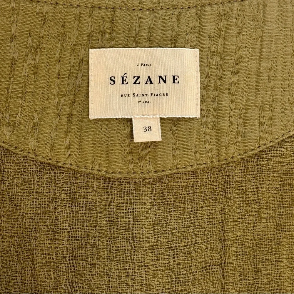 Sezane Linen-Blend Hailey Long-Sleeve Jumpsuit
